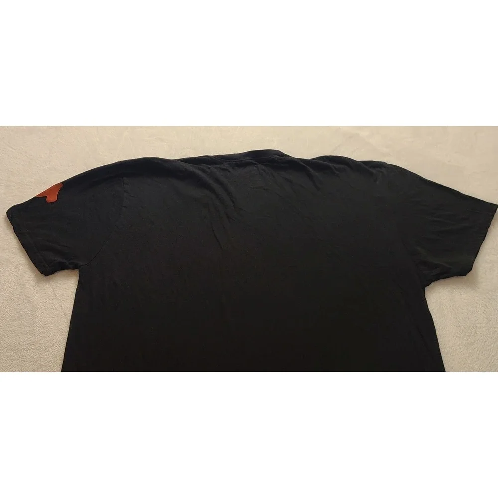 True Religion Men's Black V-Neck T-Shirt‎ XL Cotton Orange Logo Graphic Tee